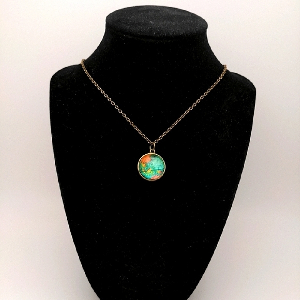 Glow in Dark Earth Charm Necklace-Brass Chain - Picture 4 of 6